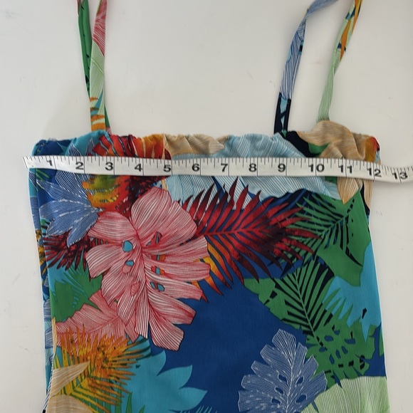 Tropical Floral Dress Sz M Bodycon Crisscross Open Back Resort Y2K Glam Festival - Picture 11 of 11